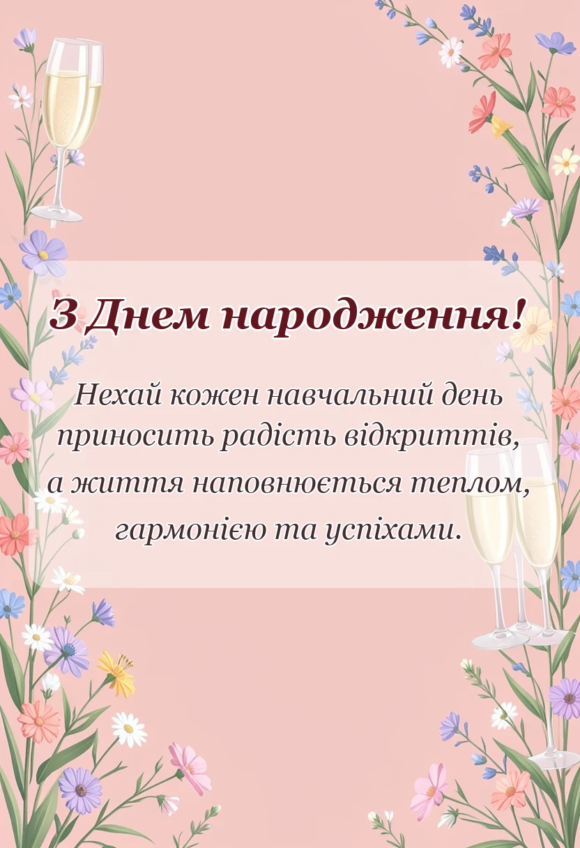 красива листівка: привітання вчителя з днем народження
