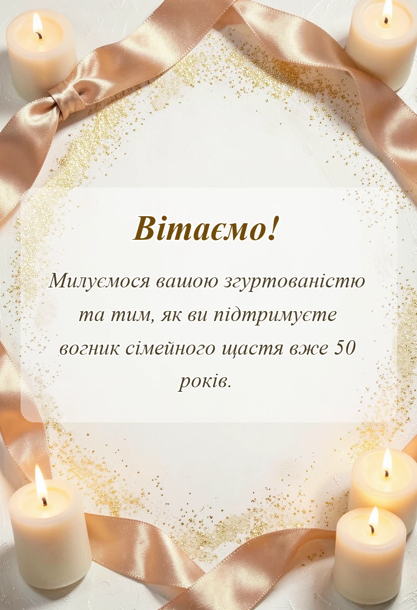 листівка з побажанням - золоте весілля привітання