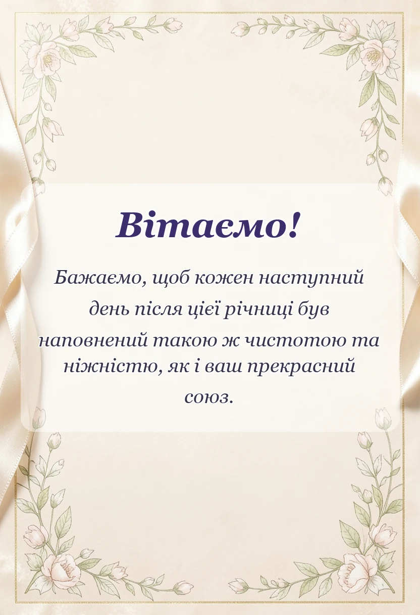 унікальна листівка - привітання з кришталевим весіллям своїми словами