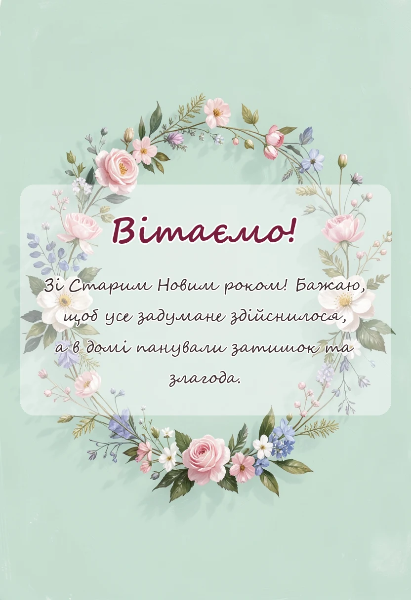 унікальна листівка - привітання зі старим новим роком