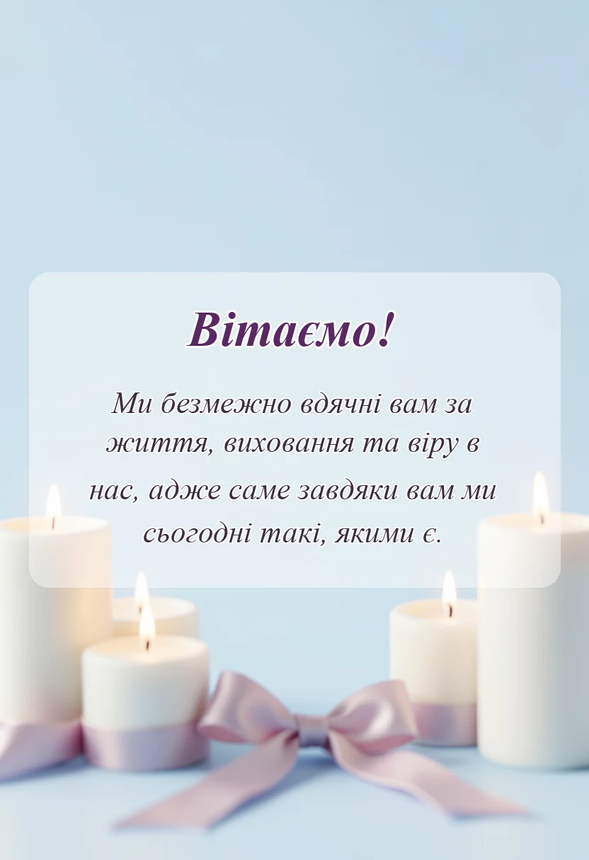 листівка з побажанням - слова подяки батькам на весіллі