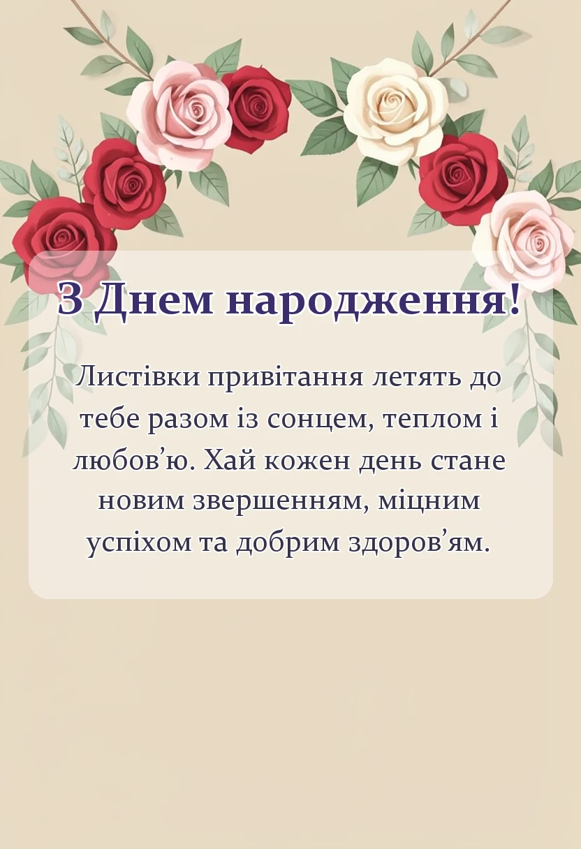 вітальна листівка - зворушливе привітання з днем народження у віршах