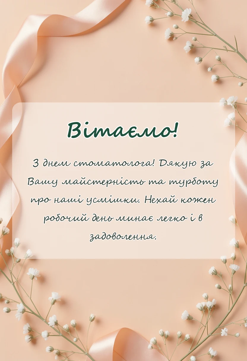 унікальна листівка - побажання на день стоматолога