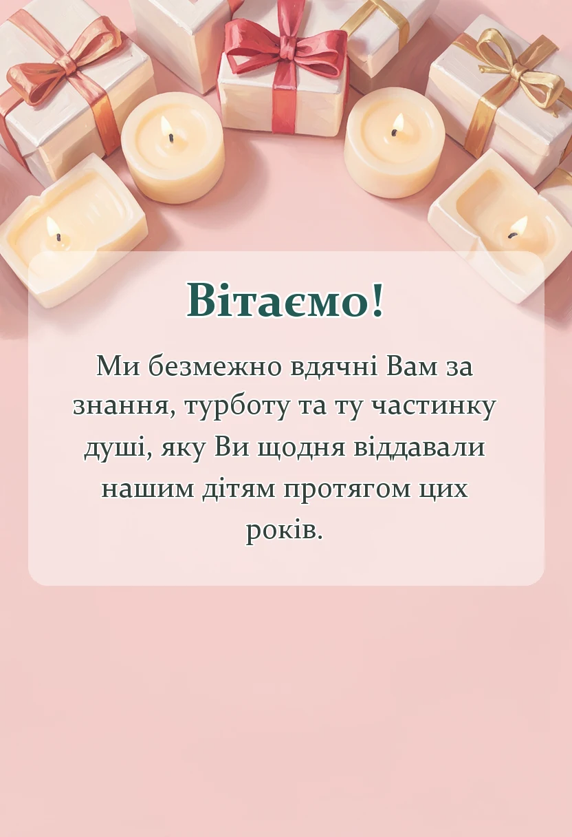 унікальна листівка - подяка вчительці від батьків на випускний