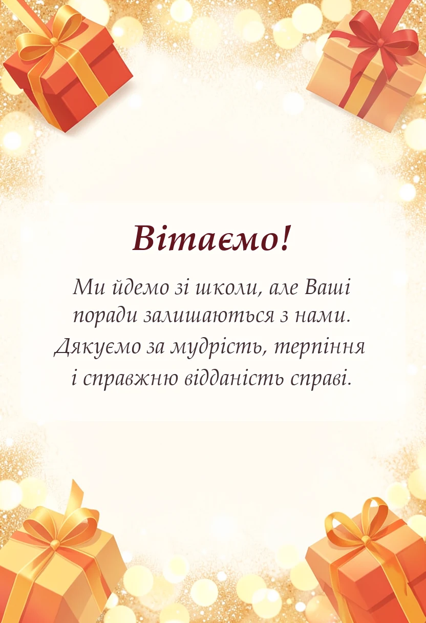 вітальна листівка - слова подяки вчительці від випускників