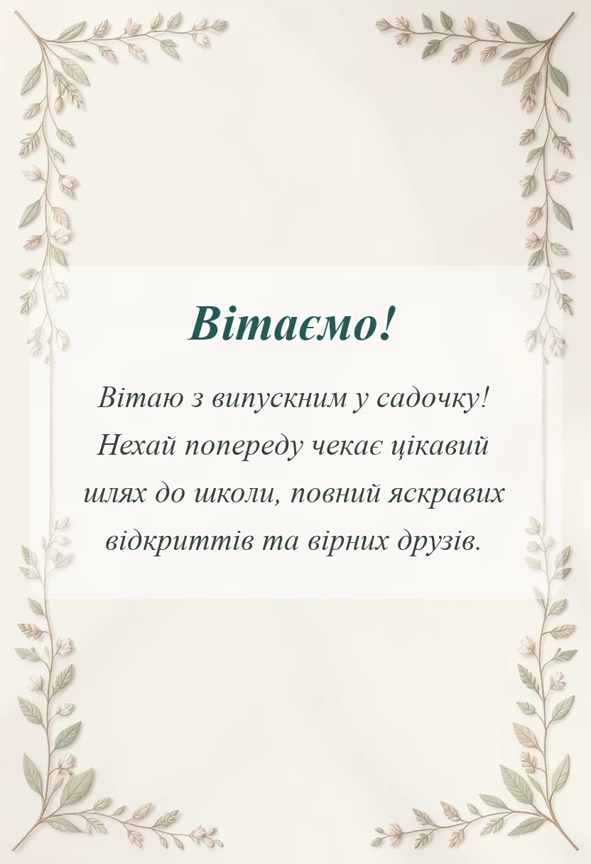 унікальна листівка - привітання з випускним у садочку