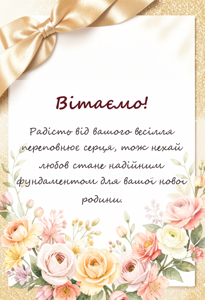 листівка з побажанням - привітання з подружнім життям