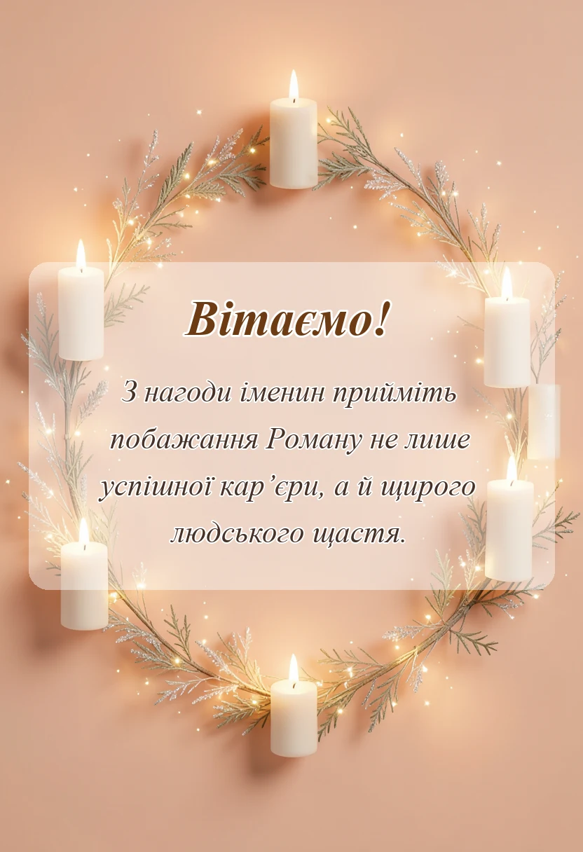 унікальна листівка - привітання з днем ангела романа