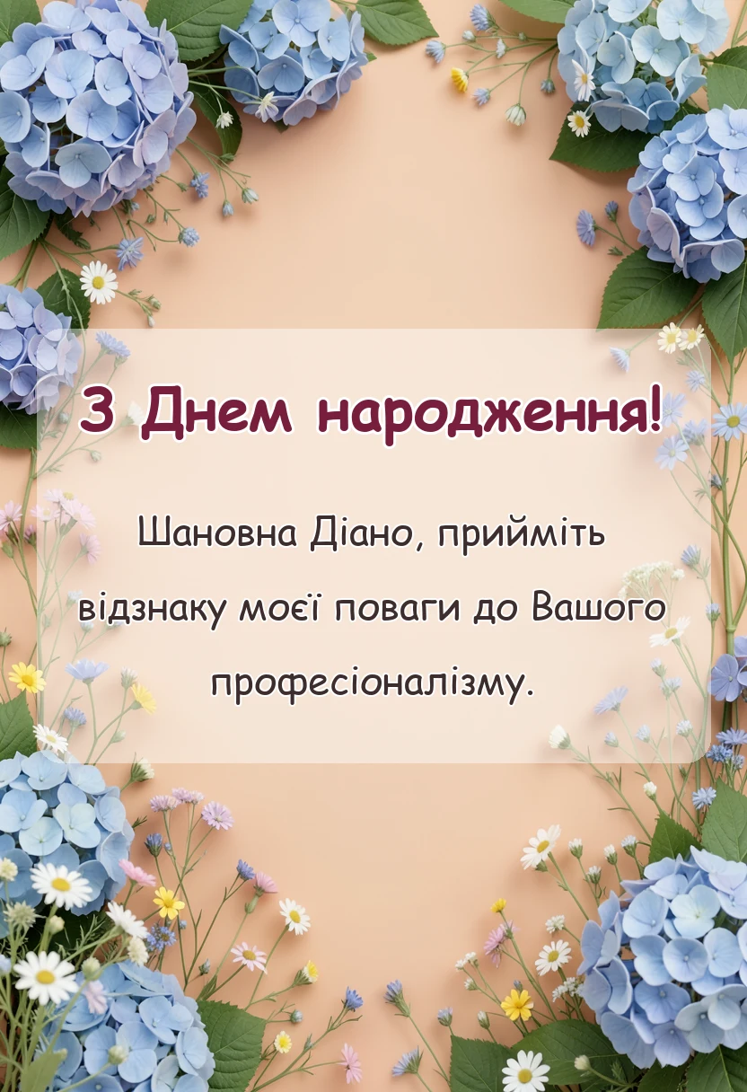 унікальна листівка - привітання з днем народження діані своїми словами