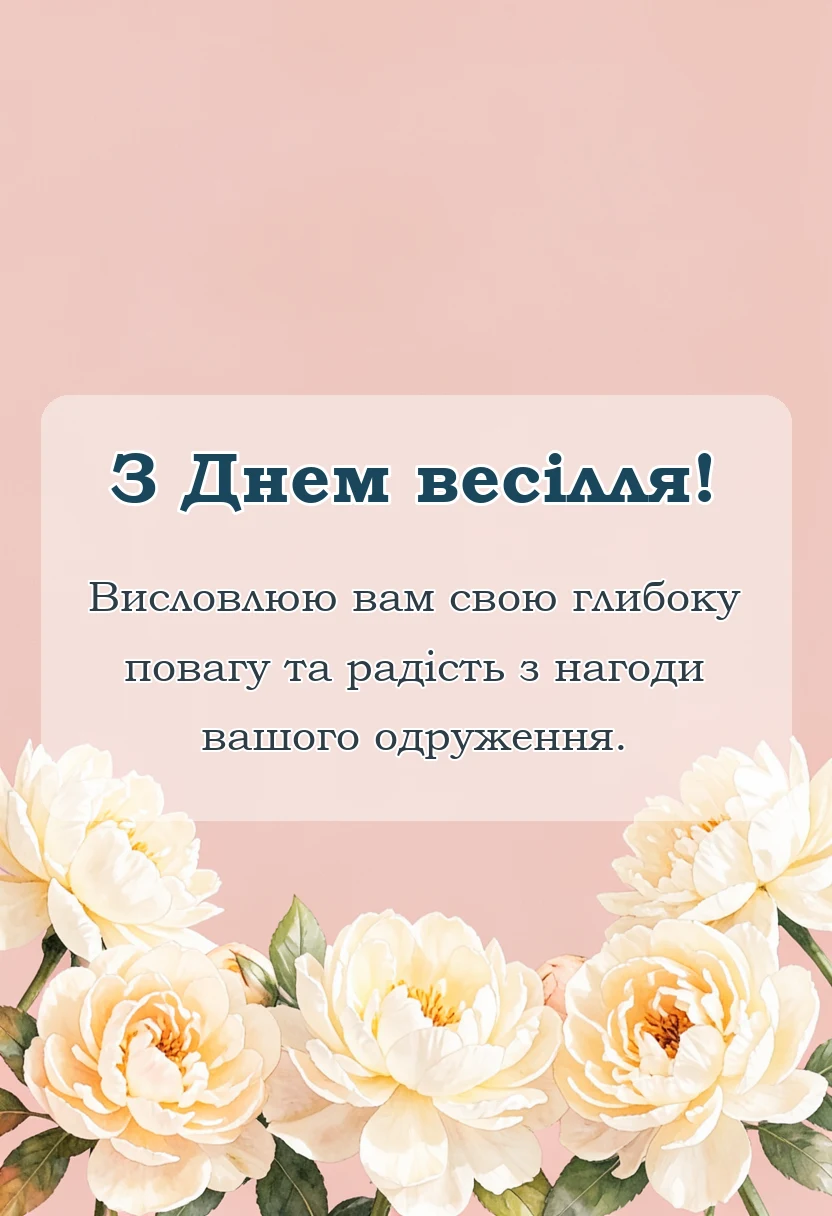 красива листівка: привітання на весілля від хрещеної