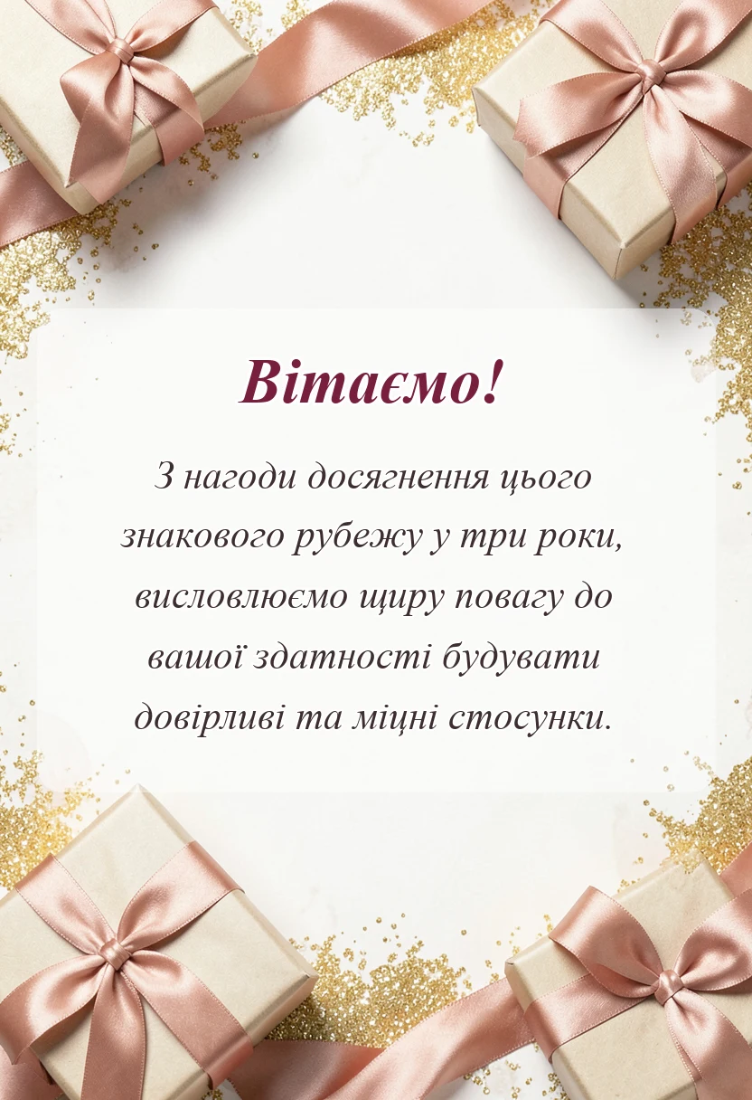 листівка з побажанням - привітання традиції шкіряне весілля 3 роки