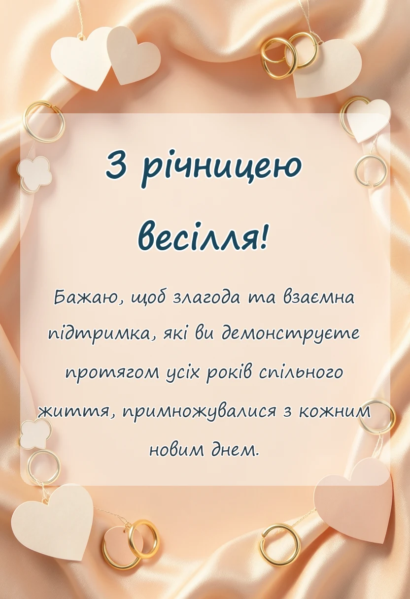 красива листівка: красиві привітання з річницею весілля