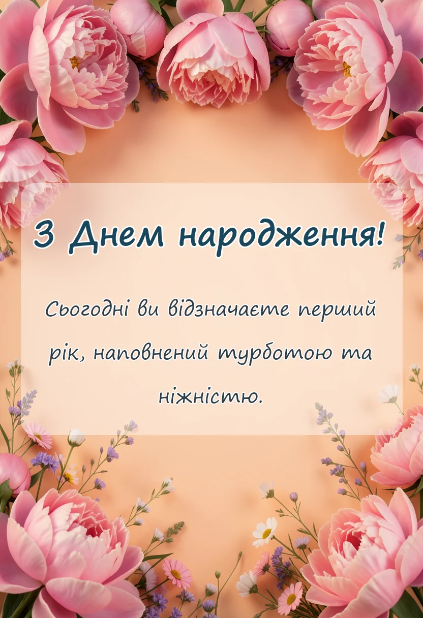 унікальна листівка - привітання з днем народження 1 рік