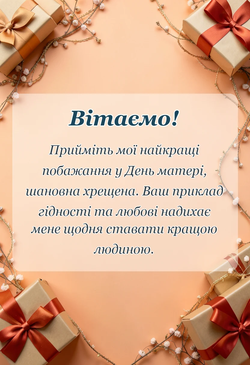 унікальна листівка - привітання хрещеній з днем матері