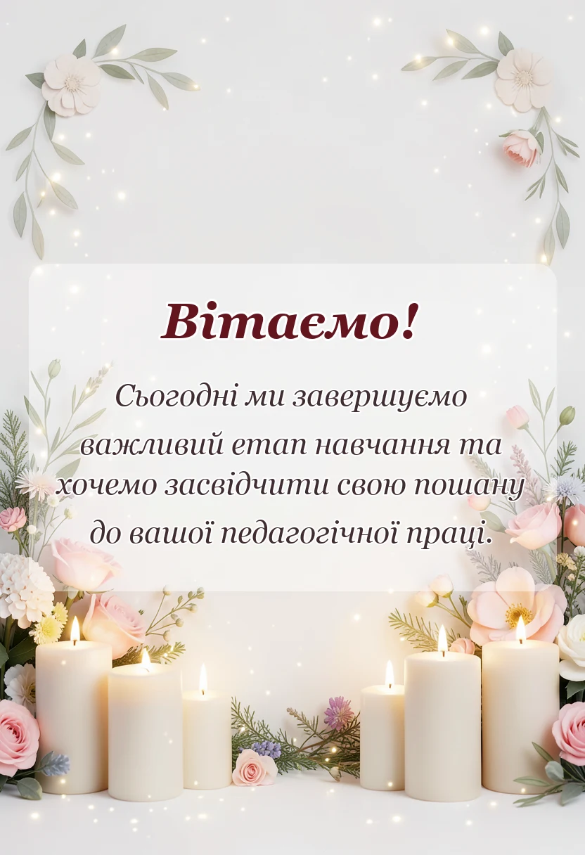 листівка з побажанням - слова подяки вчительці від випускників