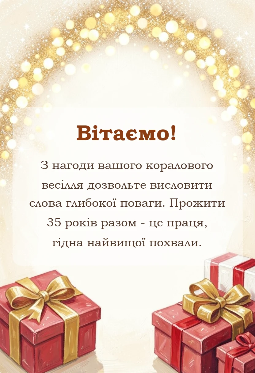 красива листівка: привітання з кораловим весіллям картинки