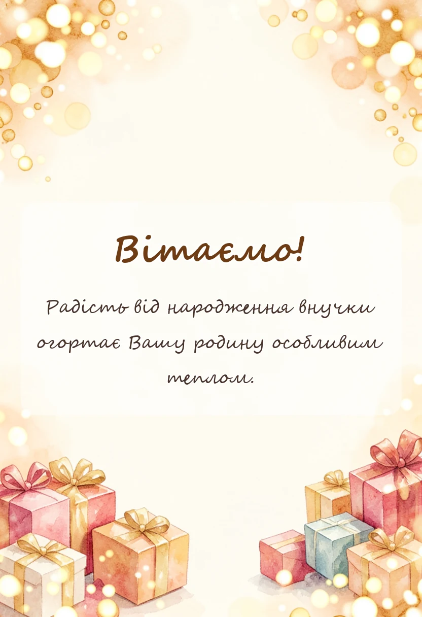 унікальна листівка - привітання з народженням внучки бабусі своїми словами