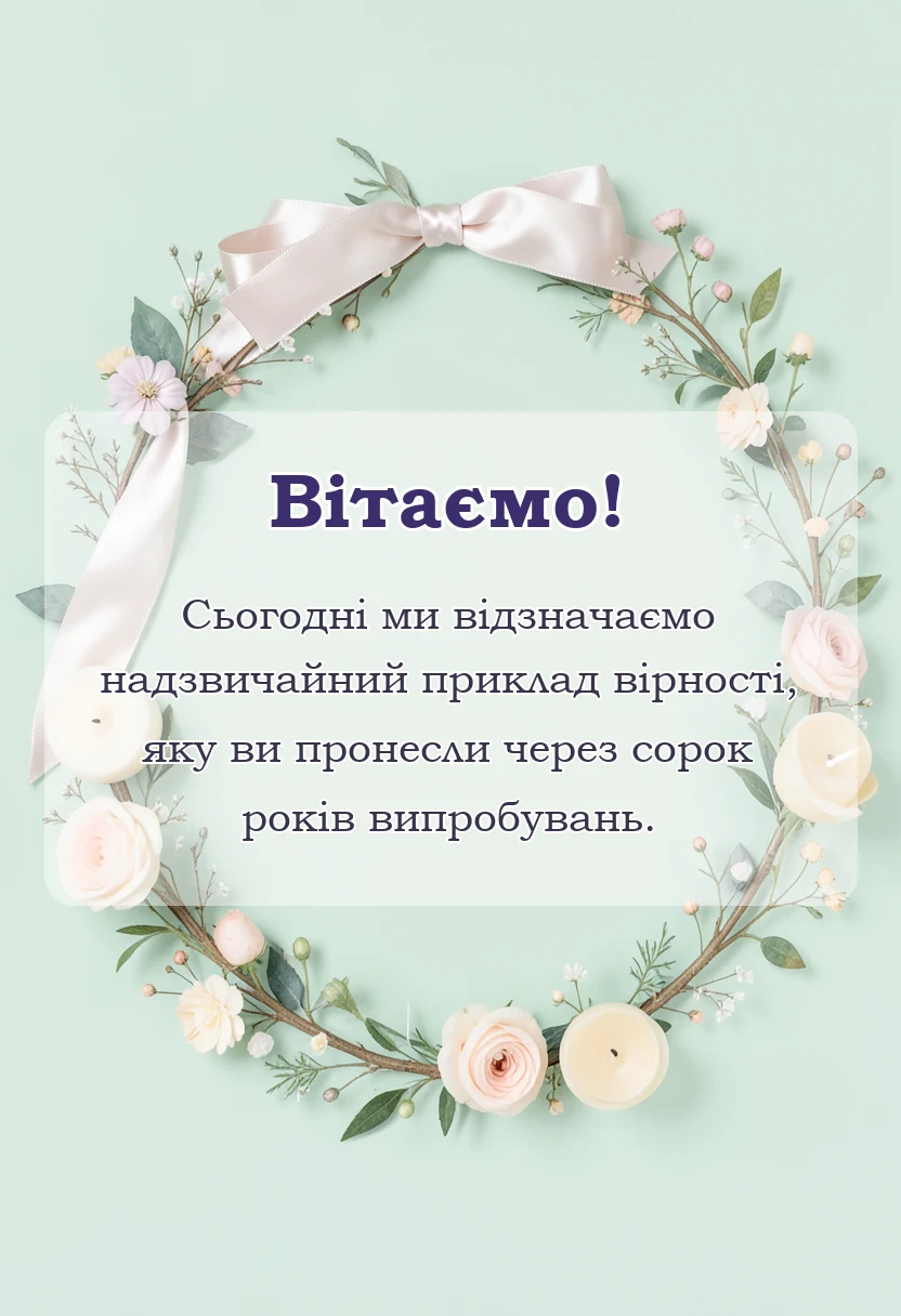 вітальна листівка - привітання з рубіновим весіллям у віршах своїми словами