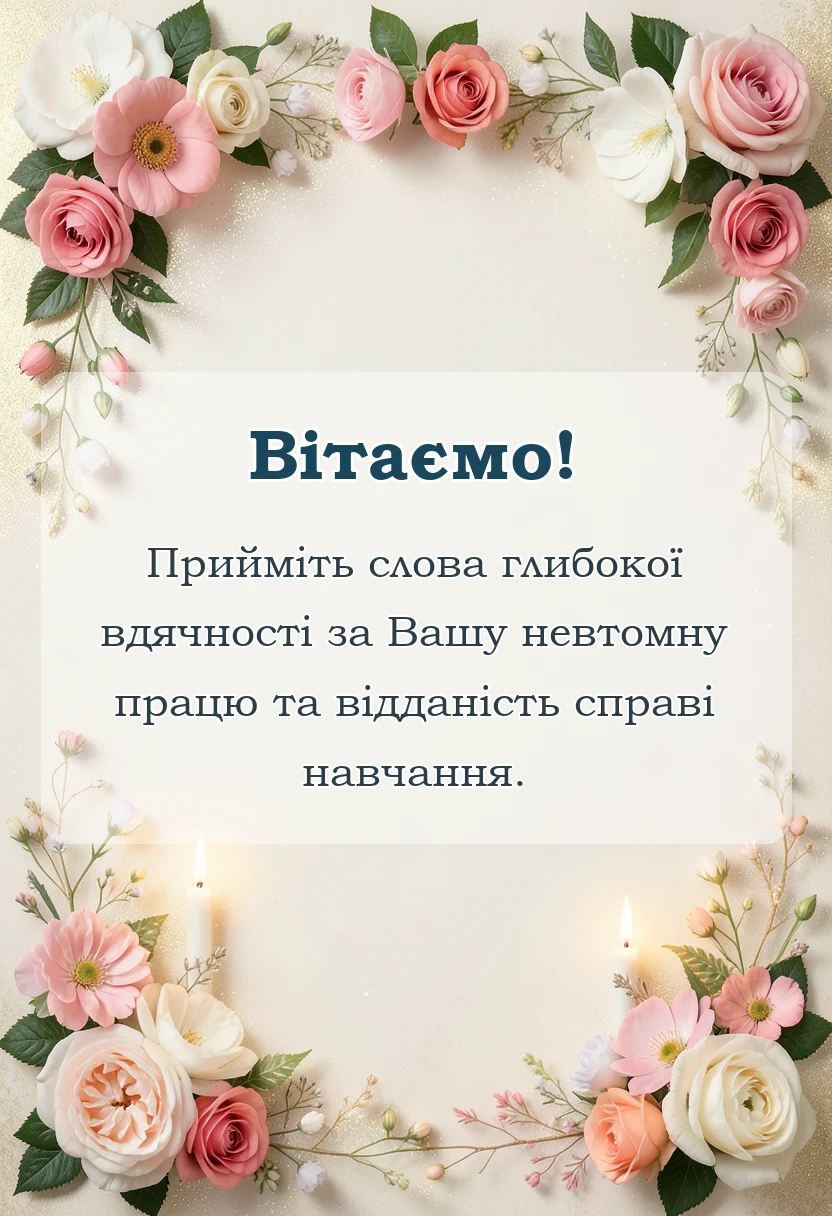 листівка з побажанням - подяка вчителю на день вчителя