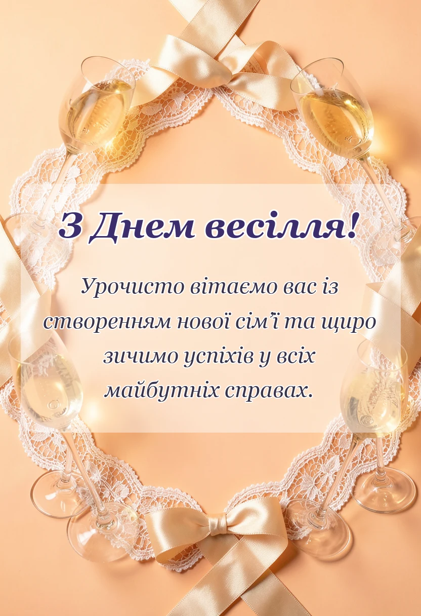 вітальна листівка - привітання з весілля