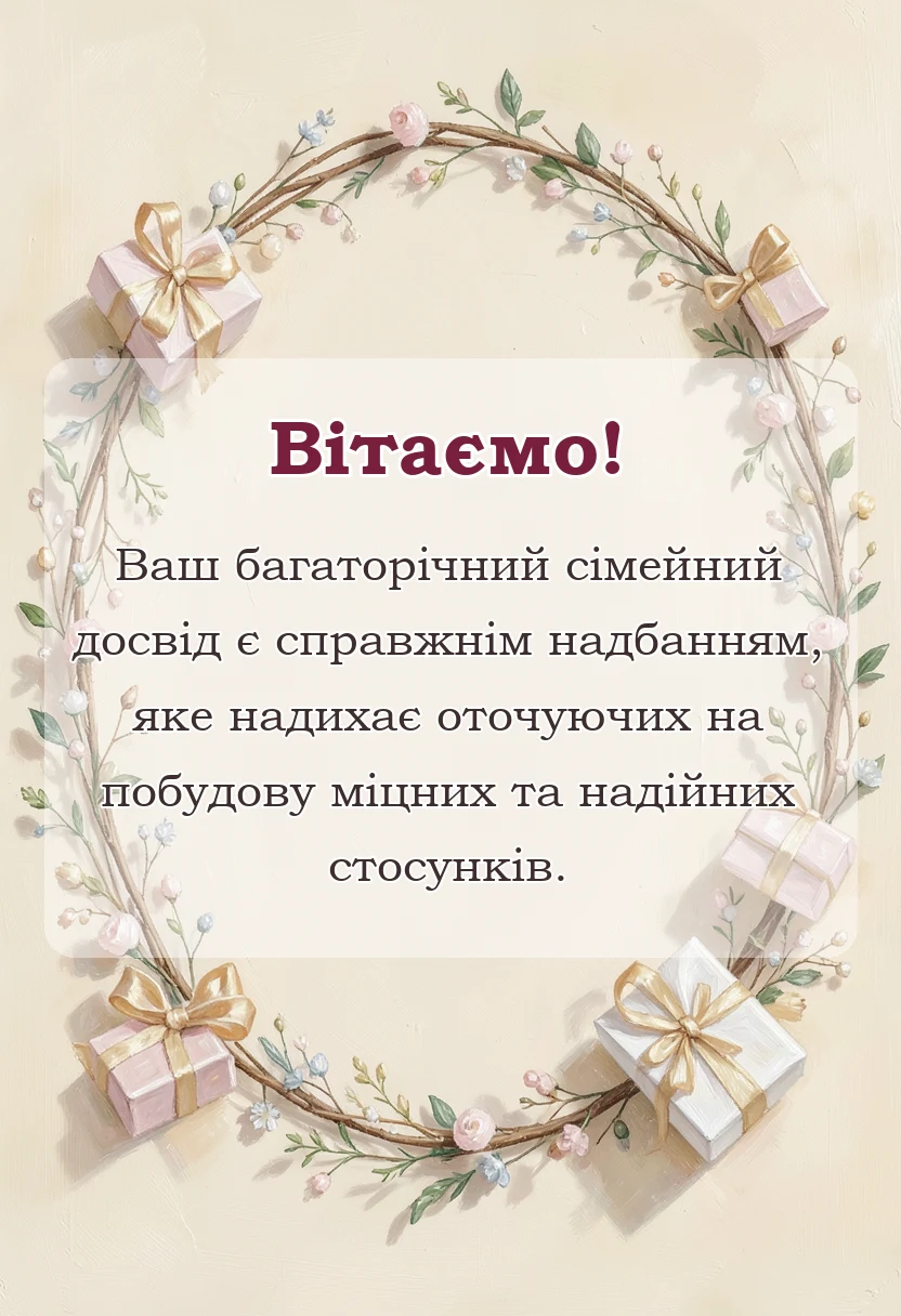 листівка з побажанням - привітання з 45 років весілля своїми словами