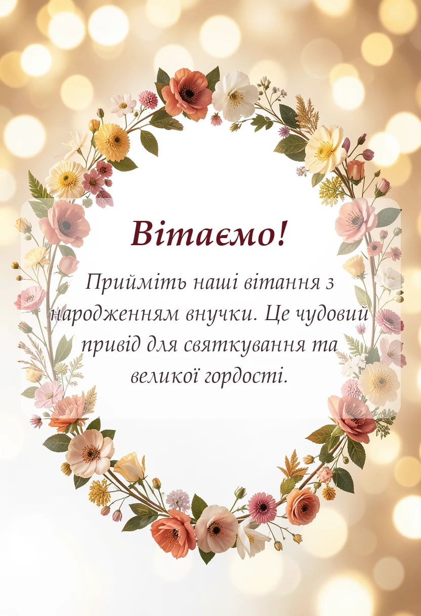 красива листівка: привітання з народженням внучки бабусі