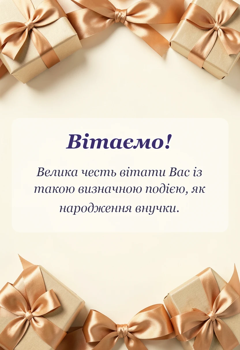 листівка з побажанням - привітання з народженням внучки бабусі своїми словами