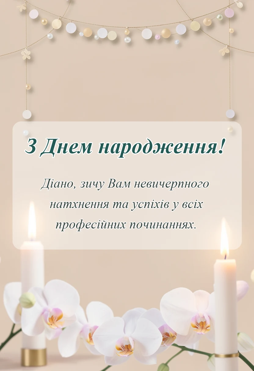 красива листівка: привітання з днем народження діані