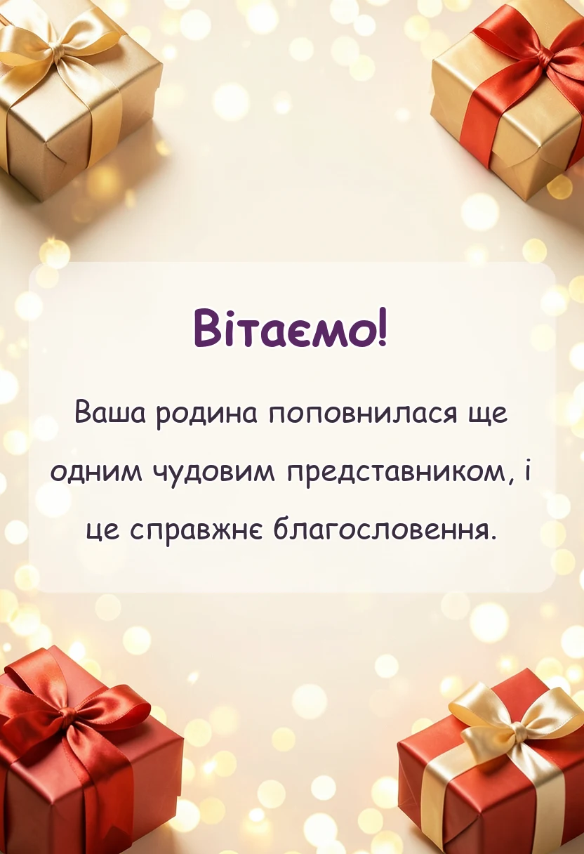 листівка з побажанням - привітання з народженням онучки