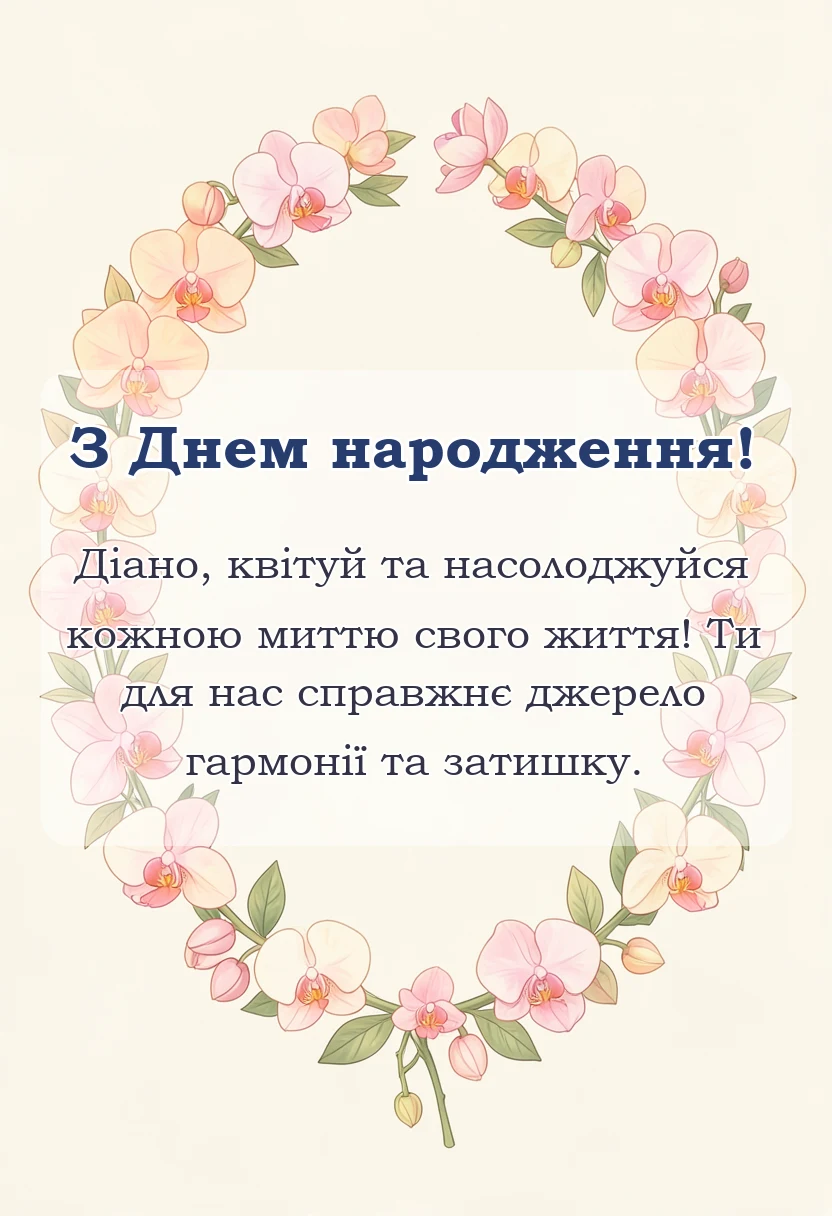 святкова картинка: привітання з днем народження діані своїми словами