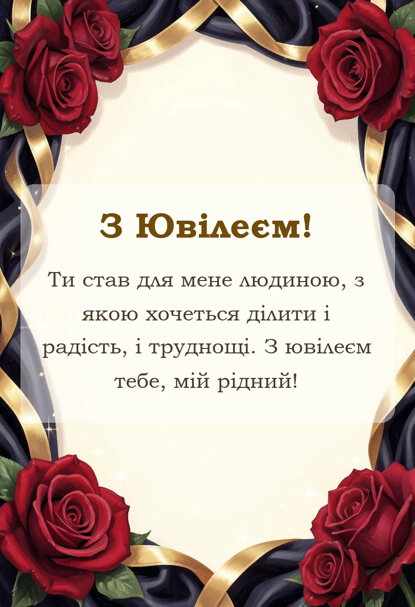 унікальна листівка - привітання з ювілеєм чоловіку своїми словами