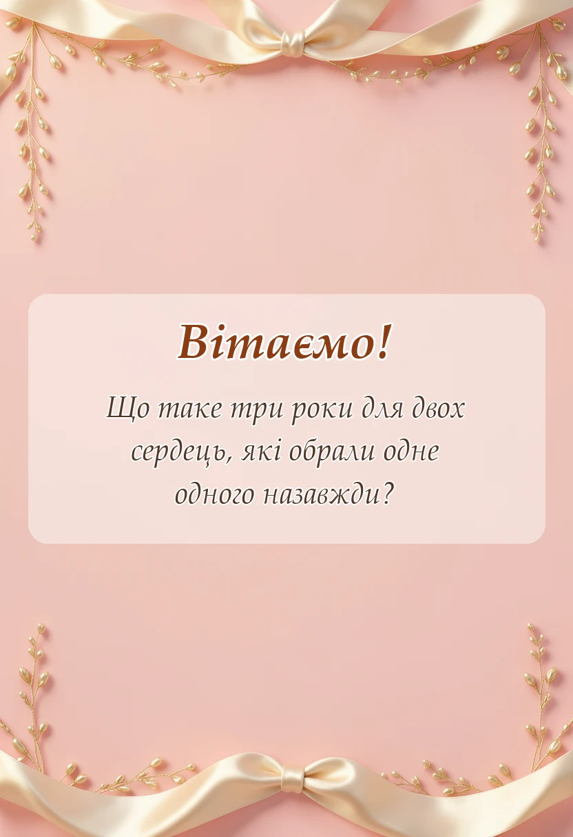 листівка з побажанням - привітання традиції шкіряне весілля 3 роки