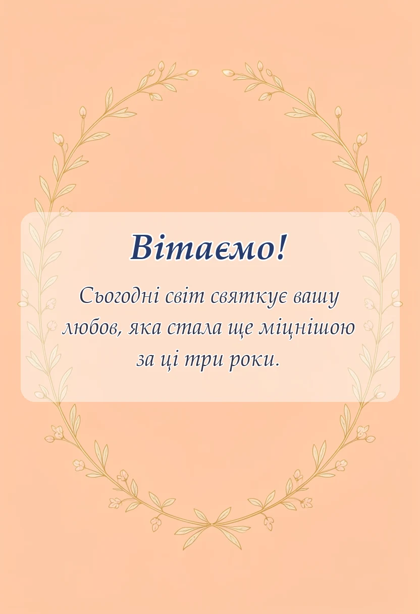 святкова картинка: назва річниці весілля 3 роки