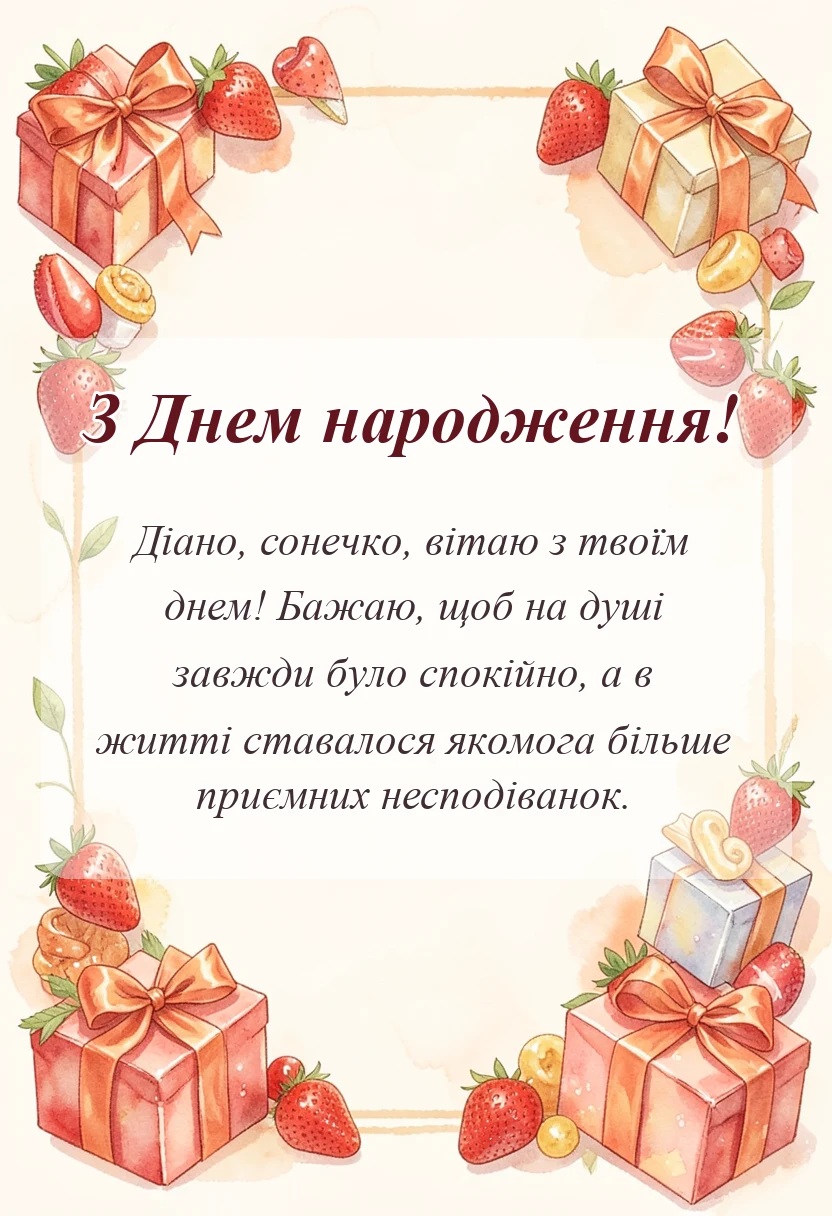 красива листівка: картинки з днем народження діані