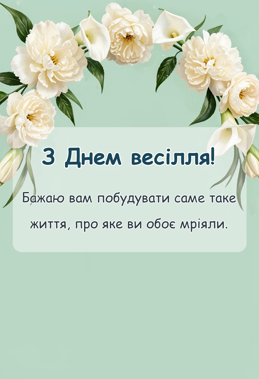 вітальна листівка - привітання з весілля