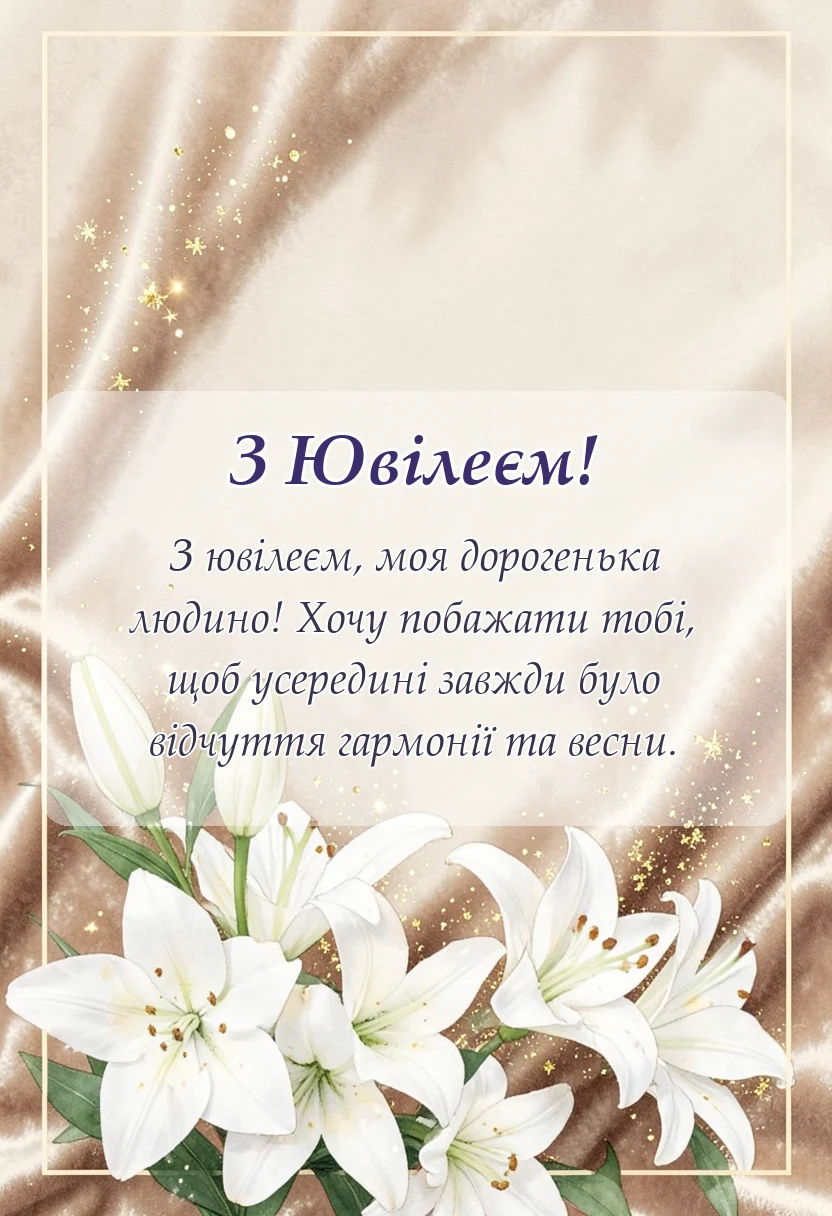 листівка з побажанням - гарне привітання з ювілеєм