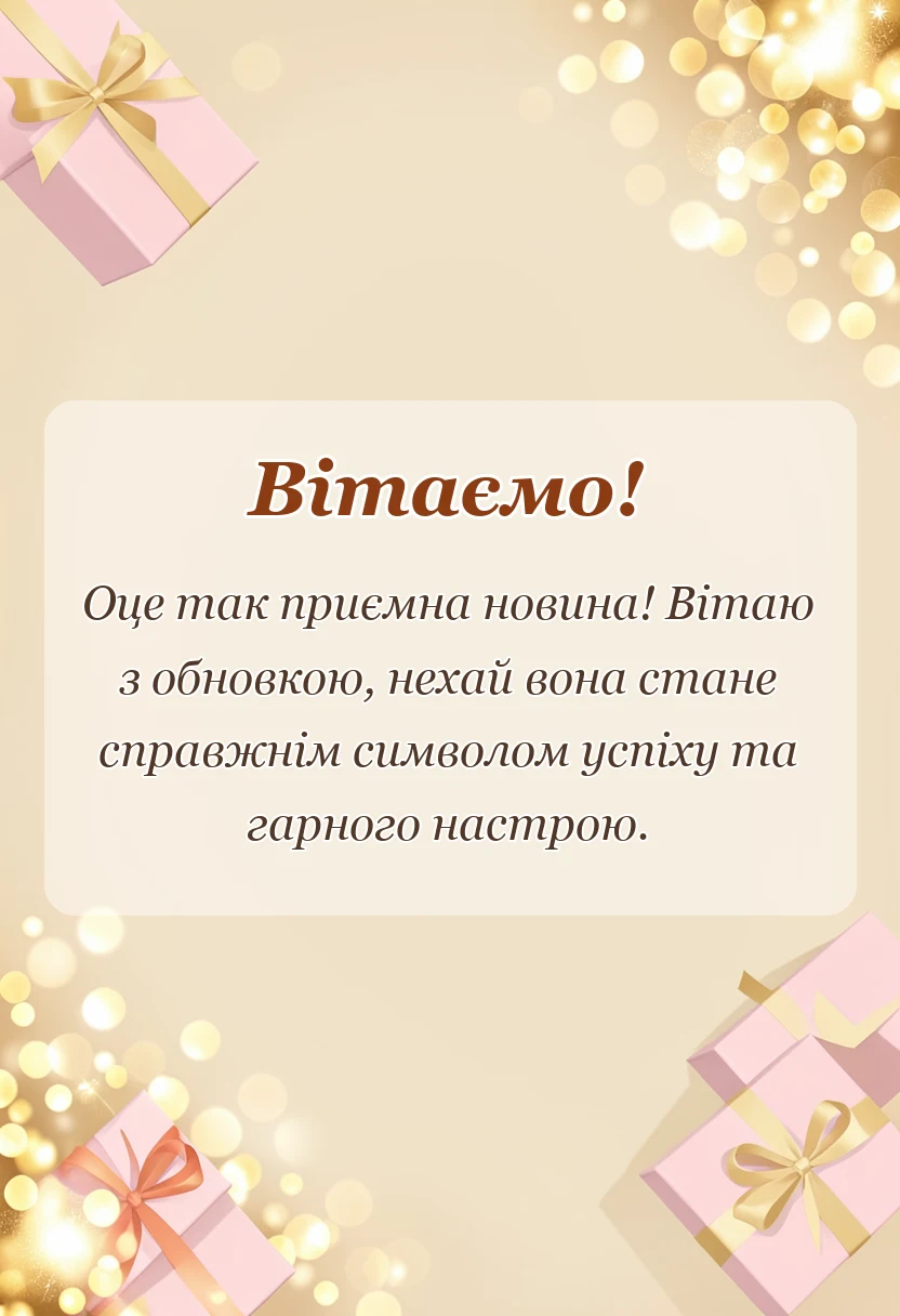 унікальна листівка - вітаю з покупкою