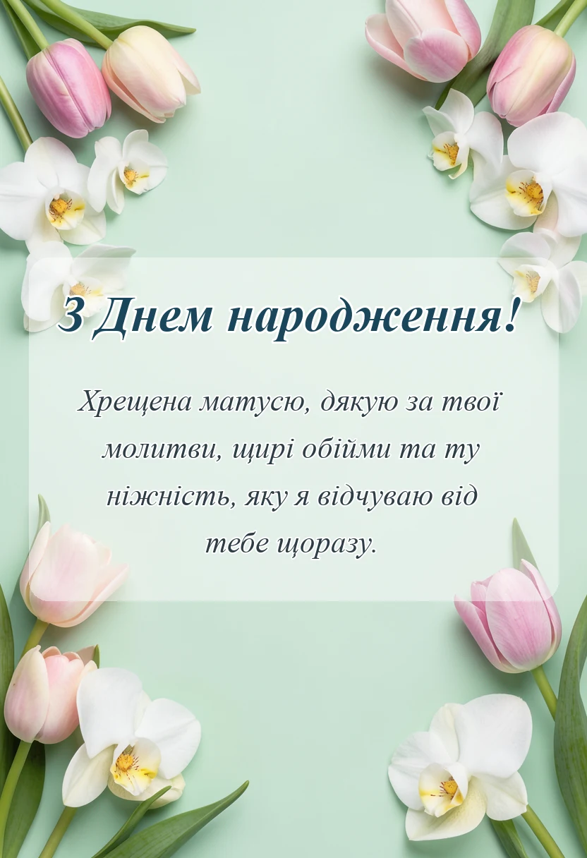 вітальна листівка - гарні слова про хрещених батьків