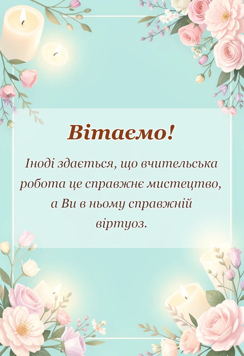 красива листівка: подяка вчителю на день вчителя
