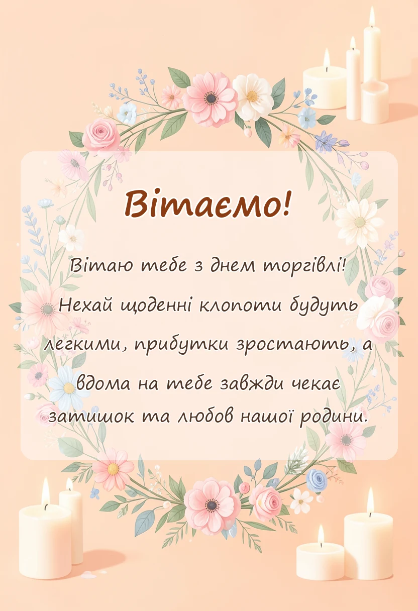 унікальна листівка - привітання з днем торгівлі