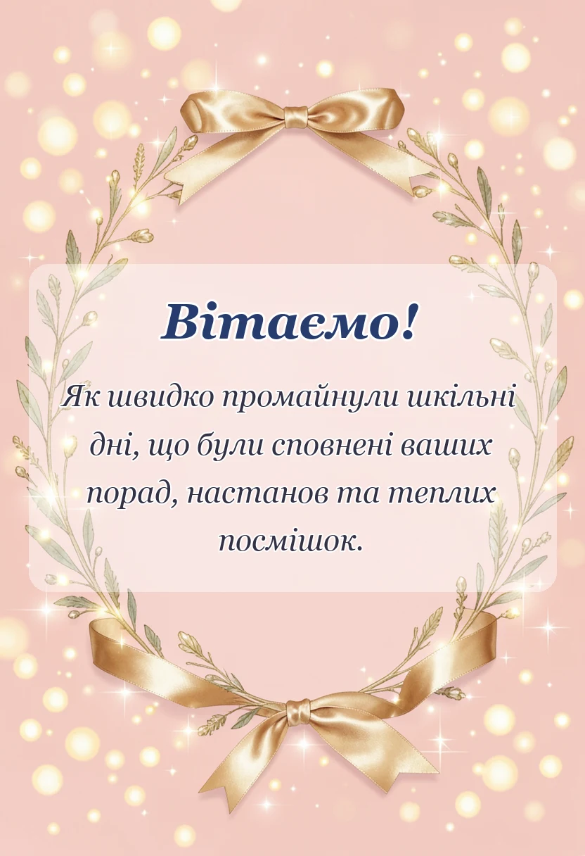 вітальна листівка - подяка вчительці від батьків на випускний