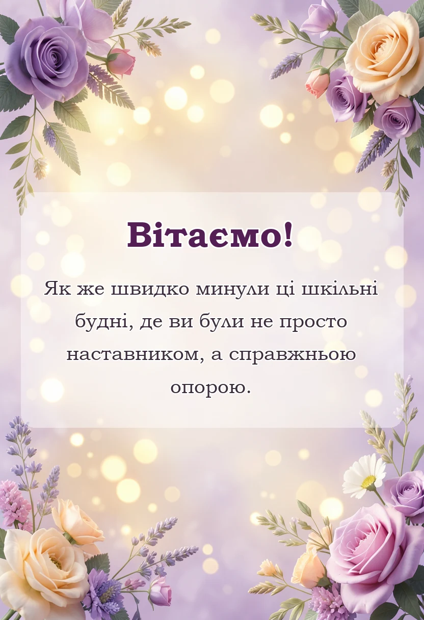 вітальна листівка - слова подяки вчительці від випускників