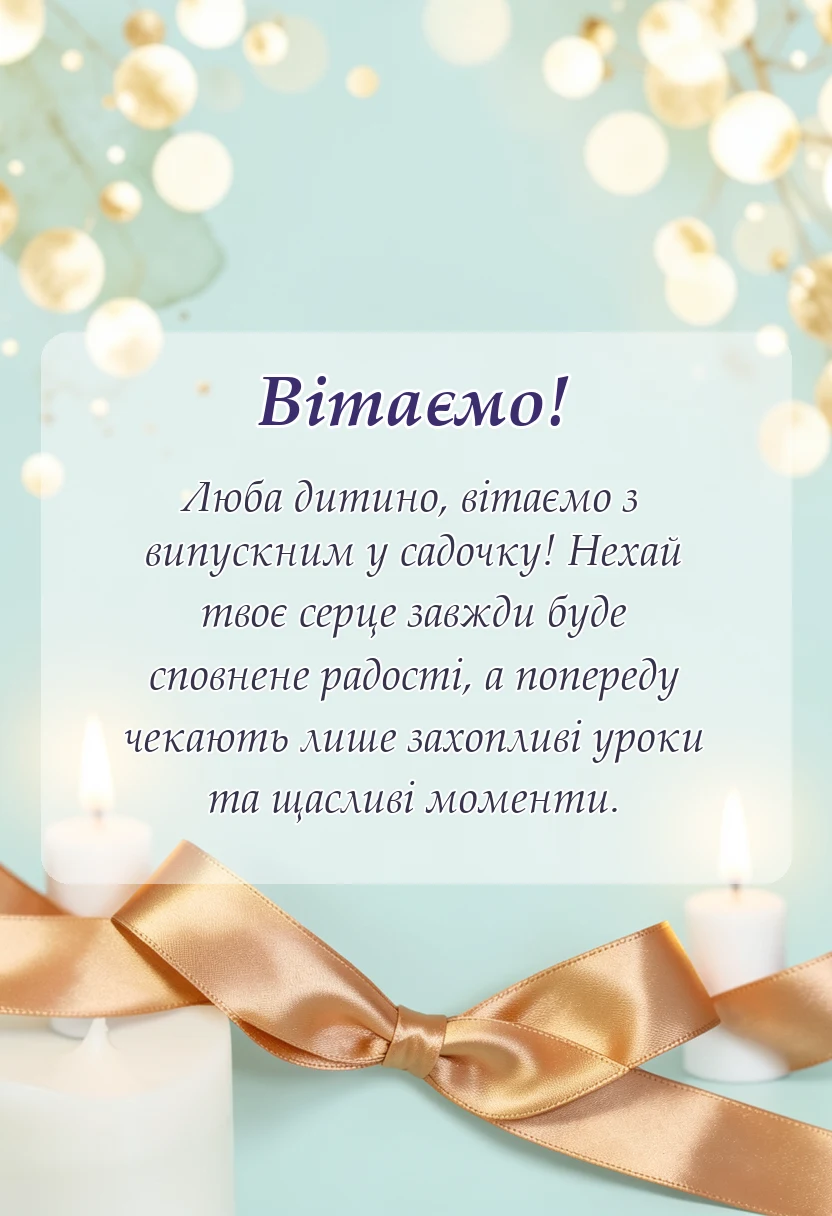 красива листівка: привітання з випускним у садочку