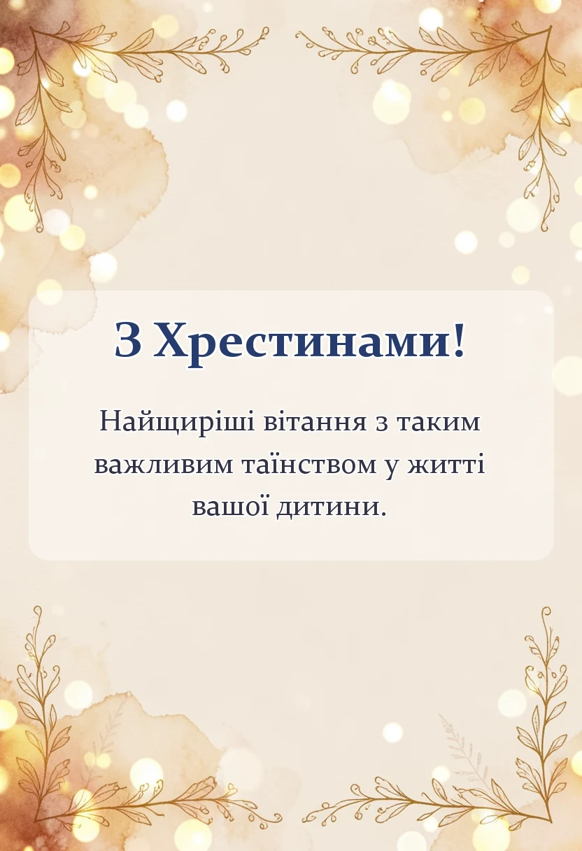 вітальна листівка - привітання на хрестини