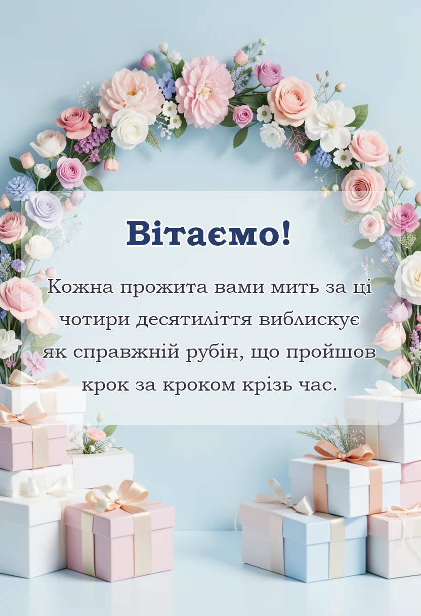 унікальна листівка - привітання з сорок років весілля