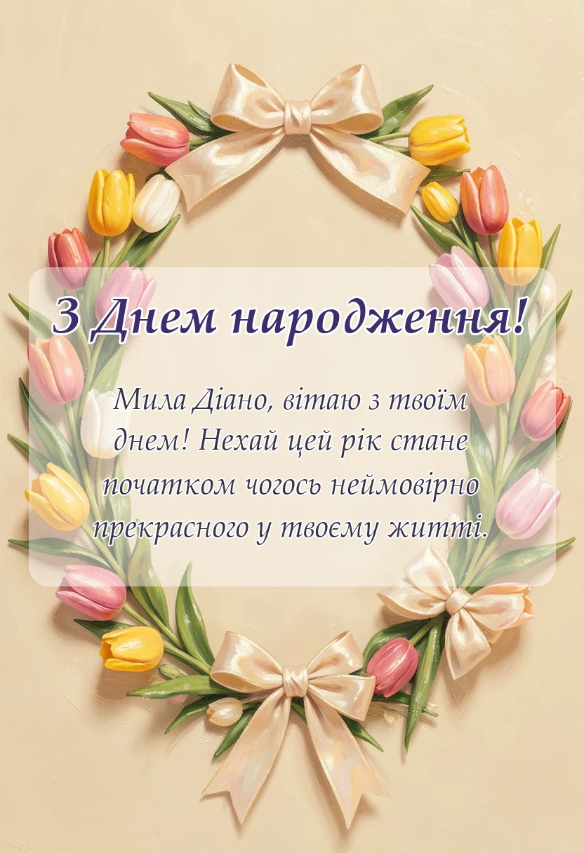 вітальна листівка - привітання з днем народження діані