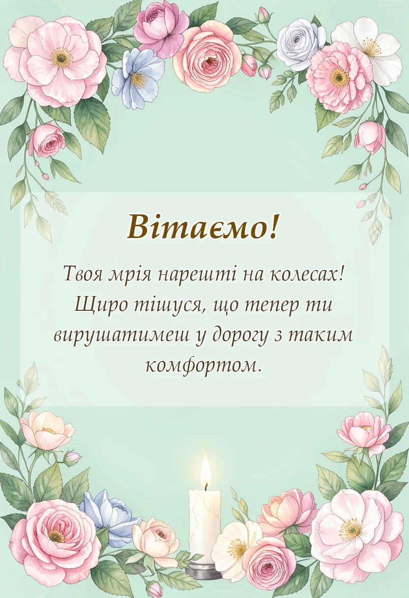 унікальна листівка - привітання з покупкою автомобіля