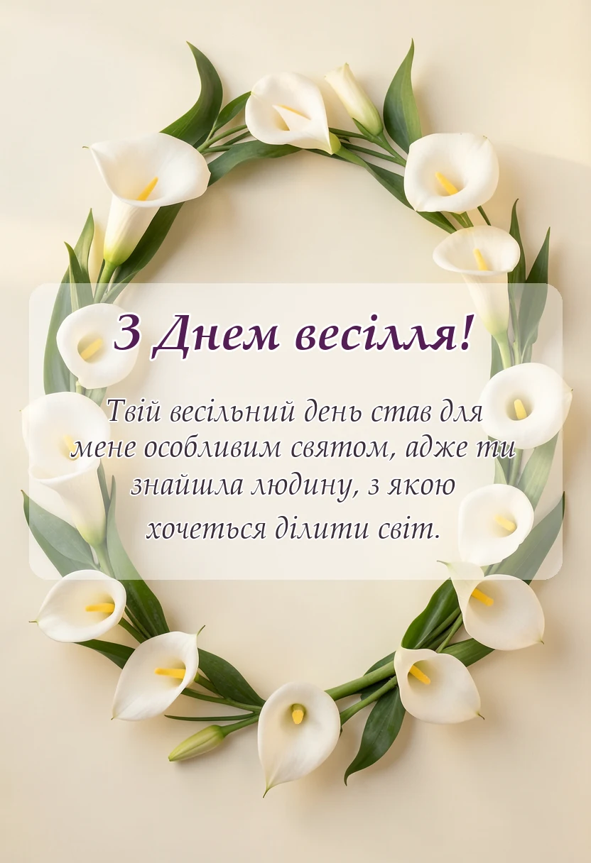 вітальна листівка - привітання на весілля від хрещеної