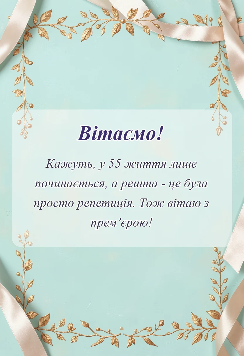 красива листівка: привітання з 55-річчям чоловікові