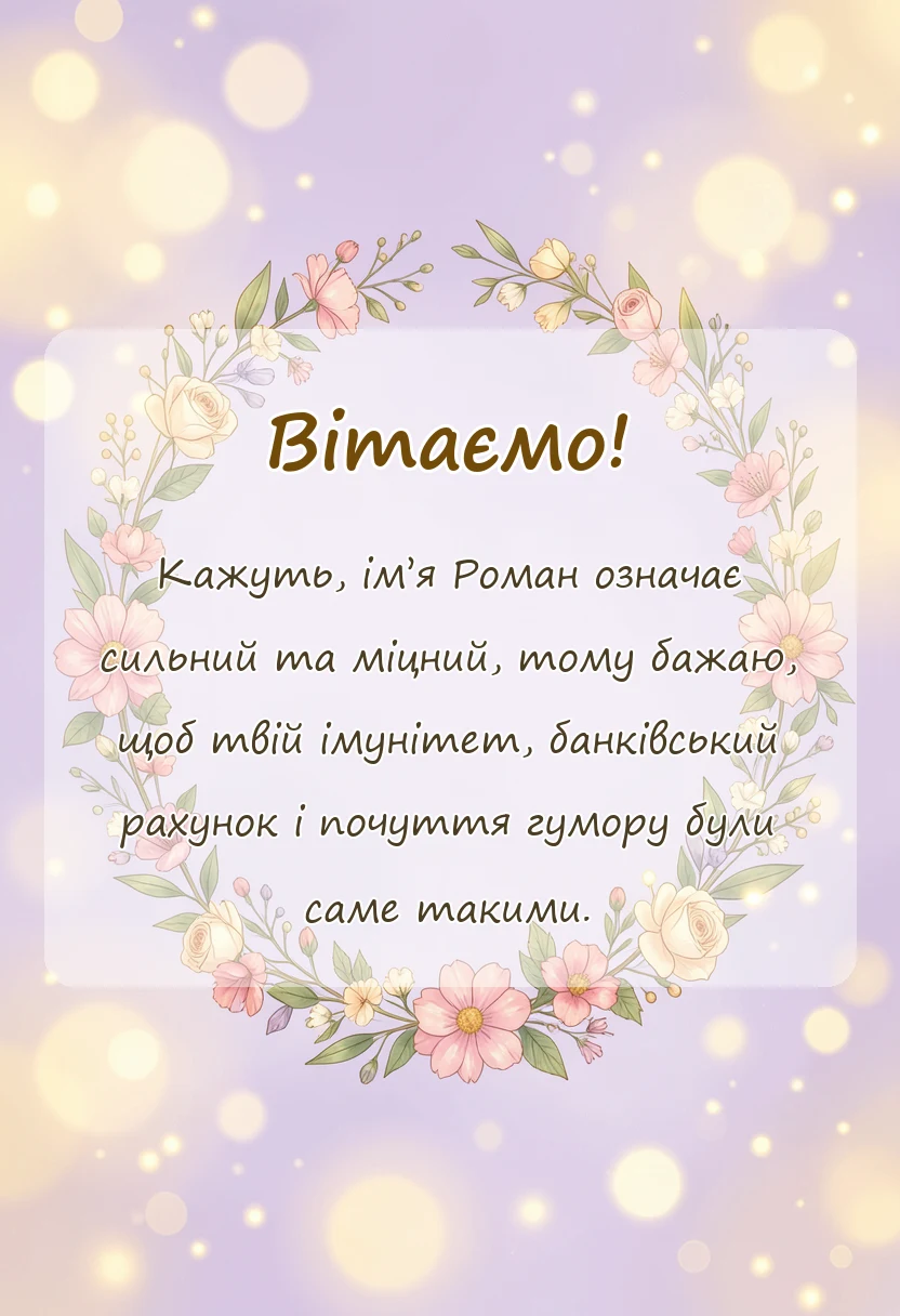 вітальна листівка - привітання з днем ангела романа